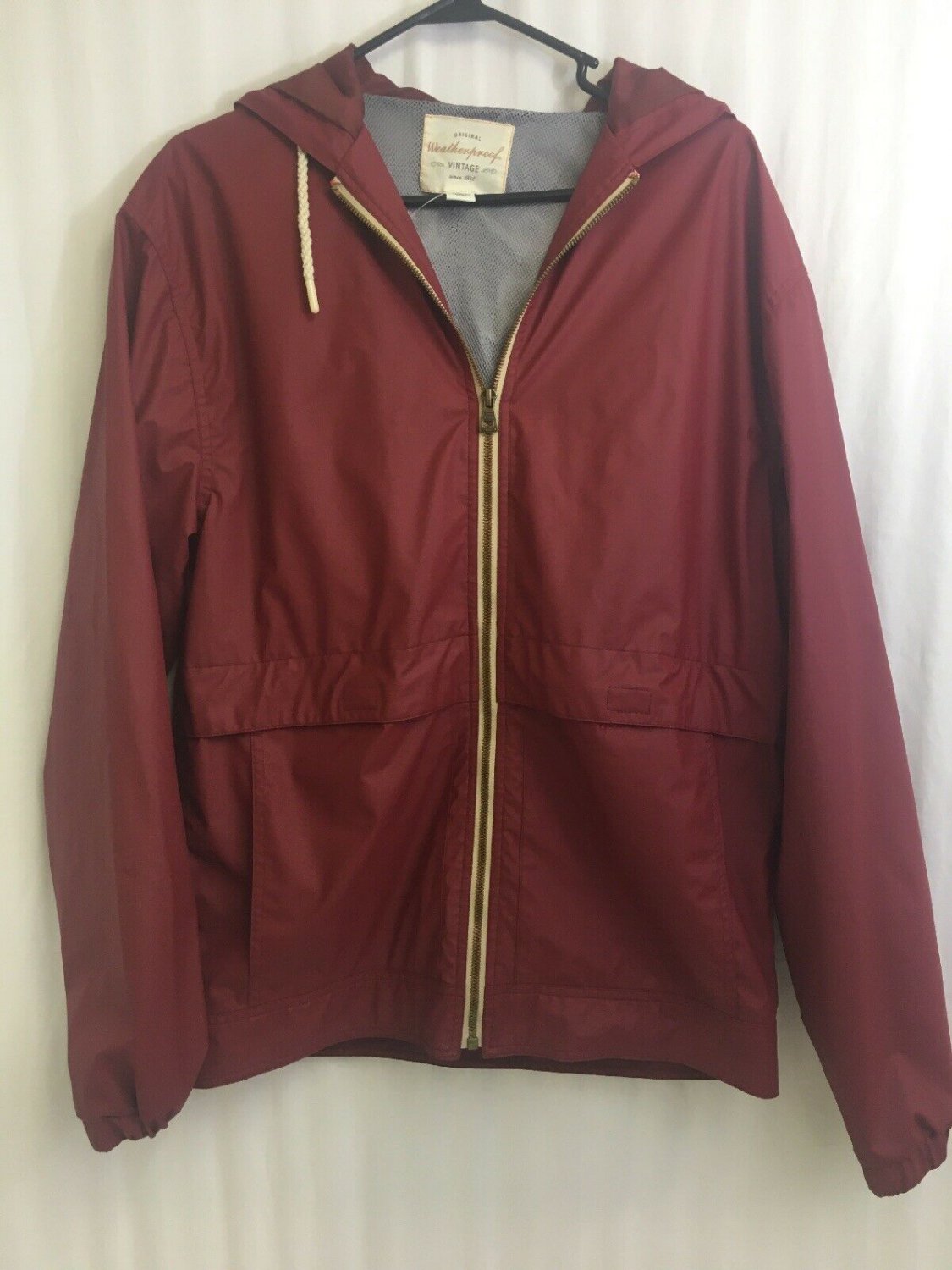 Weatherproof Windbreaker Mens Size Small Maroon Pockets And Hood