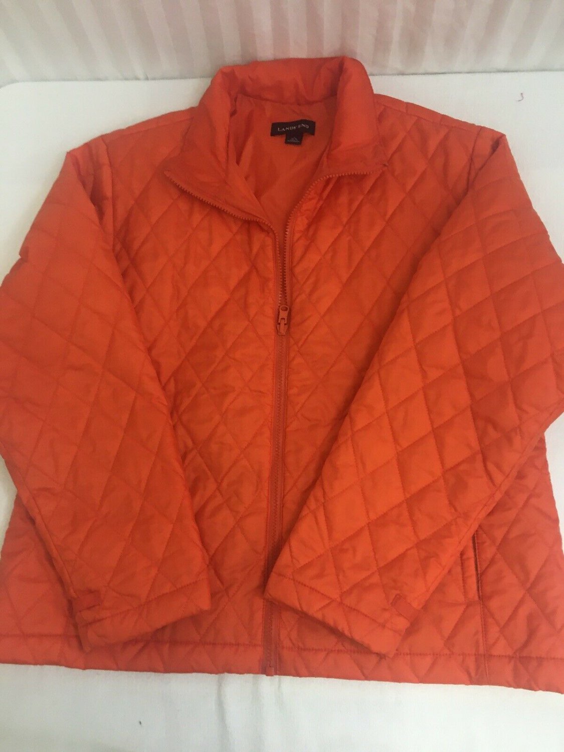 Lands End Jacket Womens Size Large 14-16 Quilted Nylon Lightweight Orange