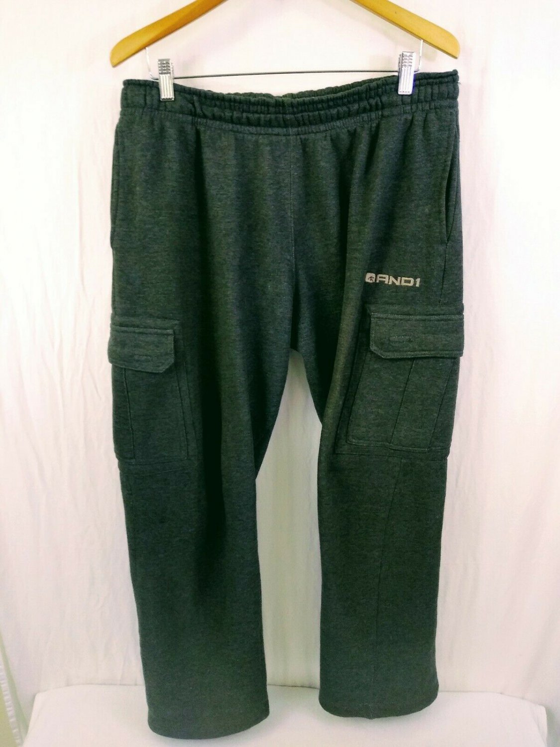 AND 1 Gray Cotton/Polyester Mens Athletic Cargo Pants Size Large