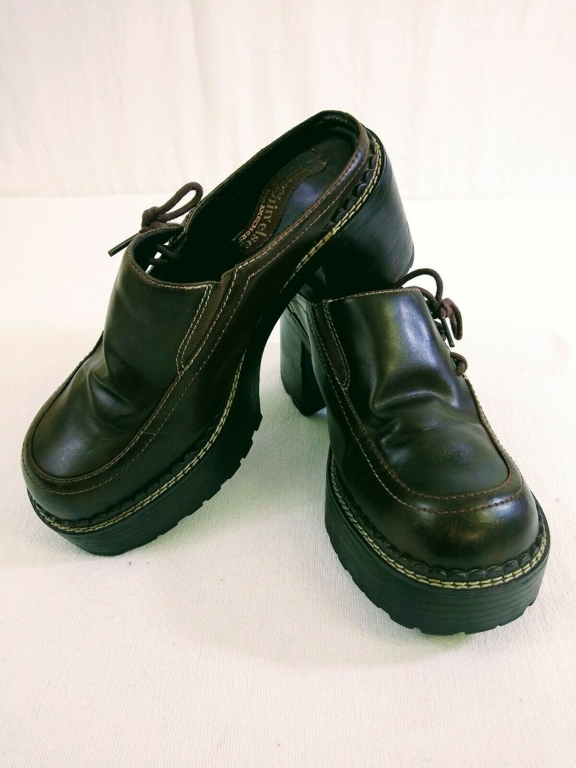 Vintage Skechers Somethin' Else Chocolate Brown Slip On Chunky Shoes Womens 8.5