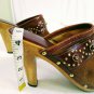 Michael Kors Brown Suede/Wooden High Heel Clog Slip-On Womens Shoes Size 7.5 M