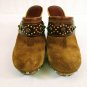 Michael Kors Brown Suede/Wooden High Heel Clog Slip-On Womens Shoes Size 7.5 M