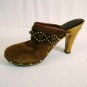 Michael Kors Brown Suede/Wooden High Heel Clog Slip-On Womens Shoes Size 7.5 M