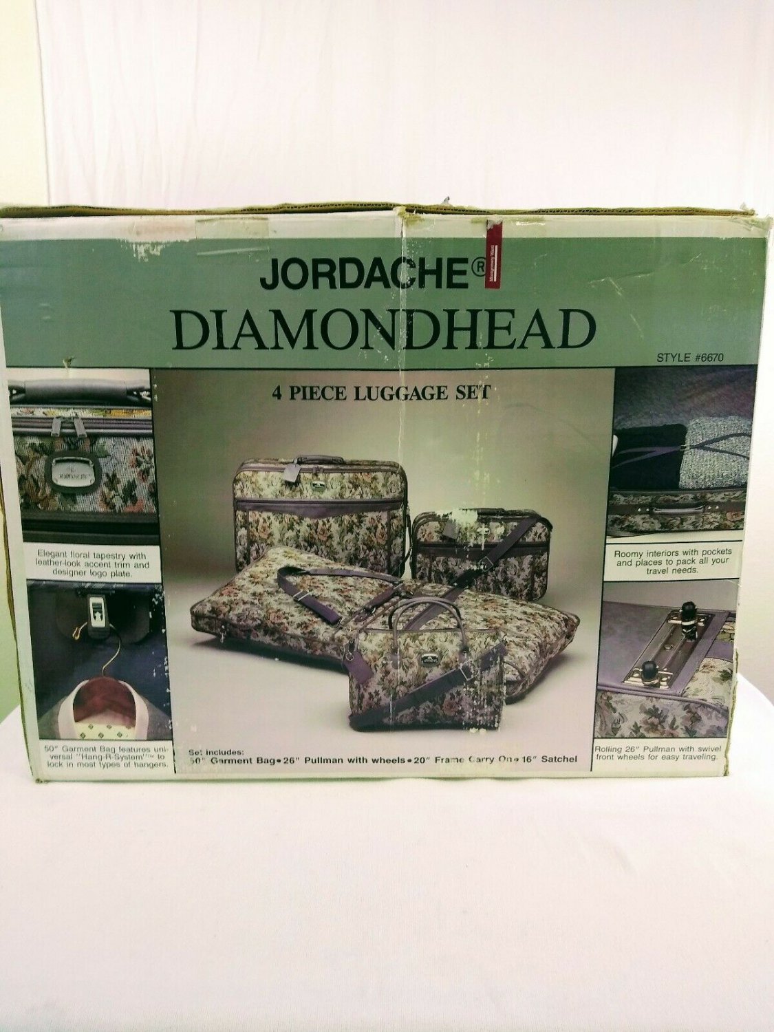 JORDACHE DIAMONDHEAD Floral Tapestry 4 Piece Luggage Set Style 6670 VERY NICE