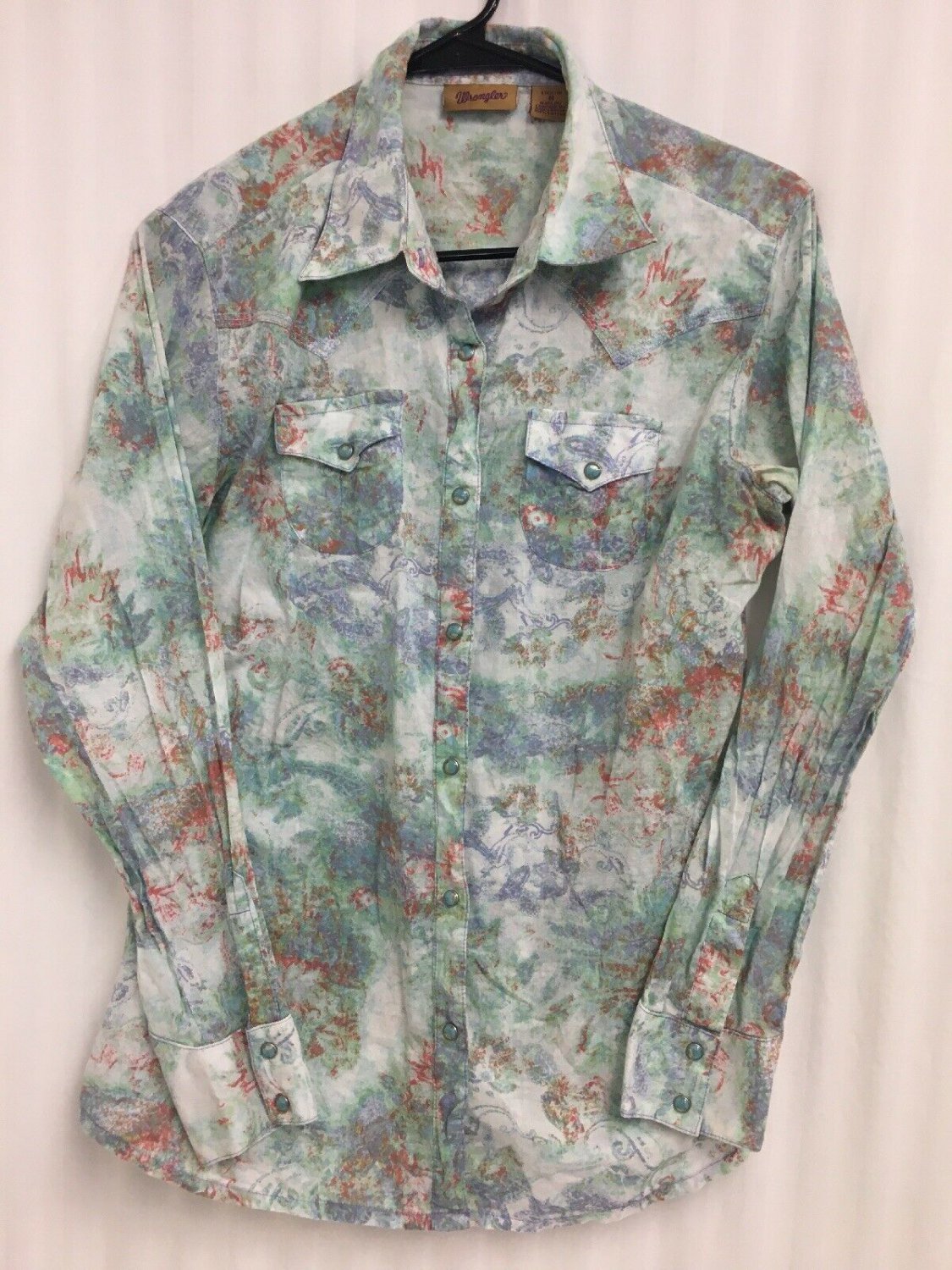 Wrangler Pearlsnap Top Womens Medium Western Cotton Blouse