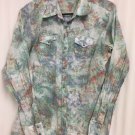 Wrangler Pearlsnap Top Womens Medium Western Cotton Blouse