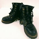 Skechers Black Leather Boots Oil Resistant  Biker/work Womens  6.5 See Descript