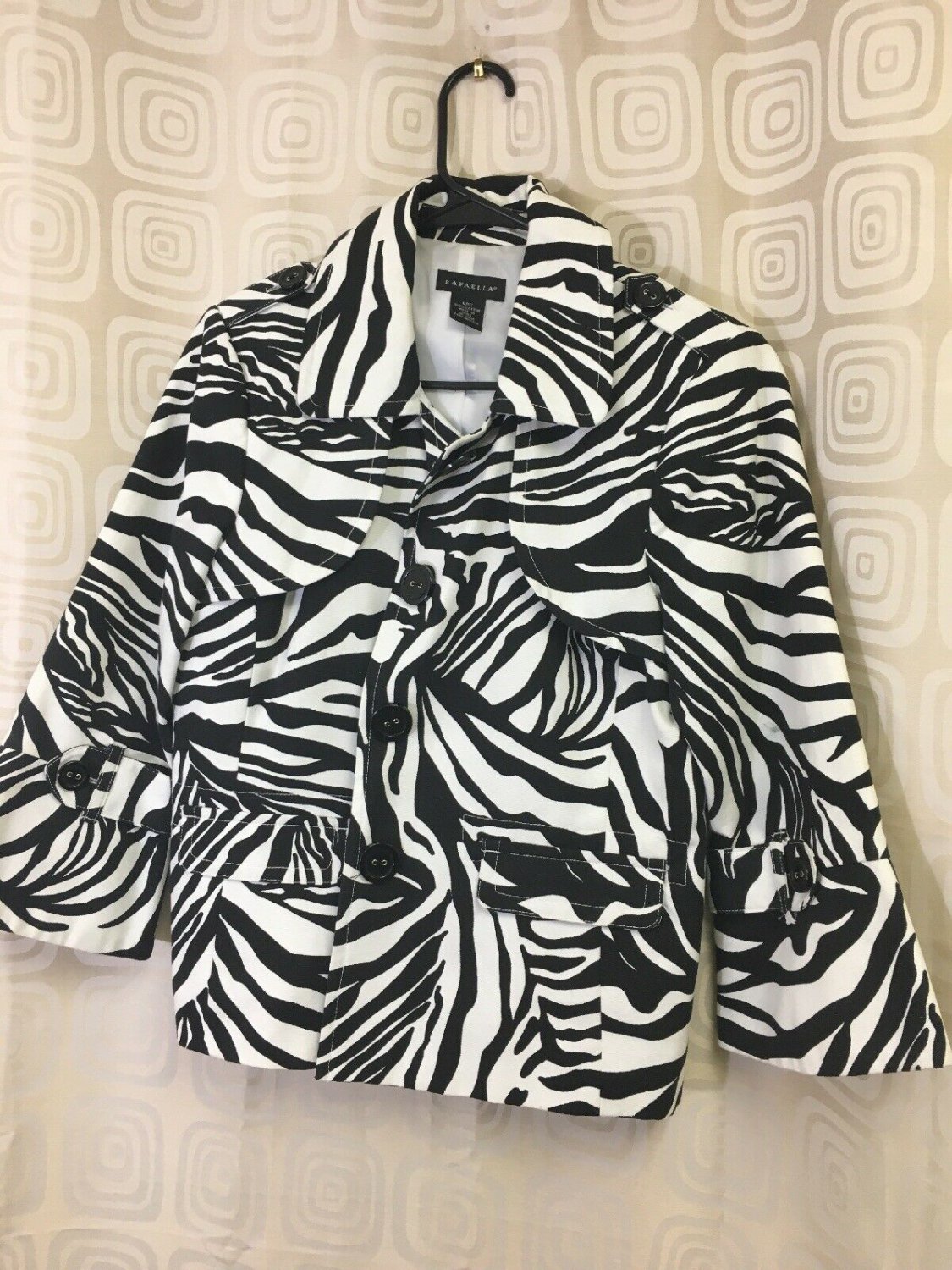 Rafaella Jacket Womens Size Large Bell 3/4 Sleeve Animal Print Blazer