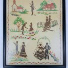 Vintage Linen Cross-stitch Needle Work Framed Sampler "The Little Minister"