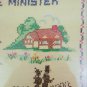 Vintage Linen Cross-stitch Needle Work Framed Sampler "The Little Minister"