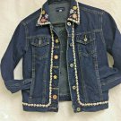 Guess Jean Jacket Embroidered Girls Size Large Floral/HORSE