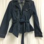 Baccini Jean Jacket Front Tie Womens Size Large Bling Back Blue Jean