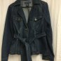 Baccini Jean Jacket Front Tie Womens Size Large Bling Back Blue Jean