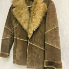 Winlit Suede Leather Faux Fur Coat Womens Small