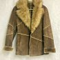 Winlit Suede Leather Faux Fur Coat Womens Small