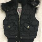 BB Dakota Vest Hooded Faux Fur Trim Womens Large Polyester Black