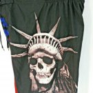 Joe Boxer Red Blue Black Board Swim Shorts Skull Motif Polyester Size M   EUC
