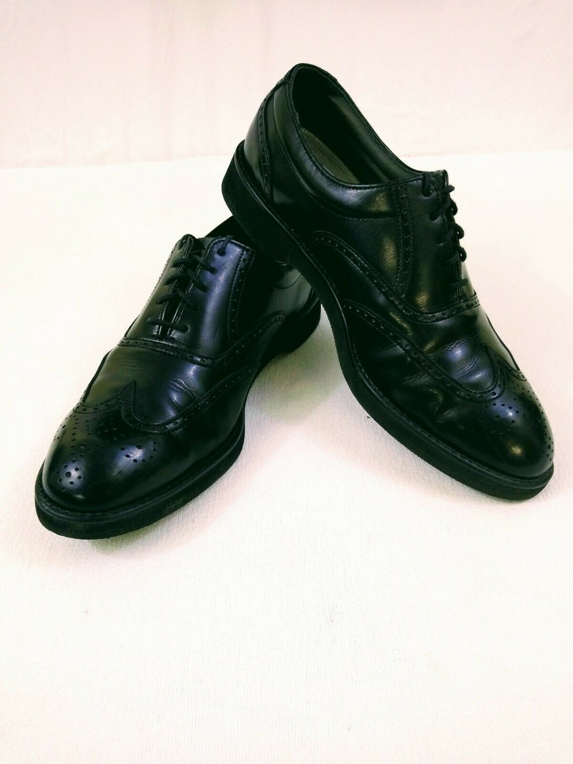 Dexter Black Leather Wingtips Mens Size 9.5  2 Wide Cushion Insoles