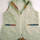 Orvis Cotton Blend Beige Sherpa Womens Vest Tapestry Accents Size Medium