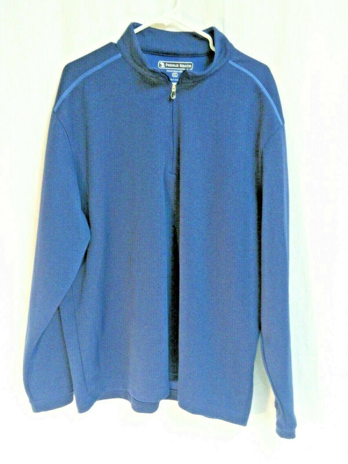 Pebble Beach Performance 1/4 Zip Blue Pull Over Mens Golf Shirt Polyester XL