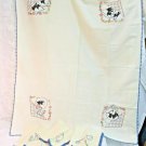 Vintage Embroidered/crochet Wheat Feed Sack Tablecloth/napkins Scottish Terrier