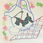 Vintage Embroidered/crochet Wheat Feed Sack Tablecloth/napkins Scottish Terrier