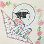 Vintage Embroidered/crochet Wheat Feed Sack Tablecloth/napkins Scottish Terrier