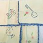 Vintage Embroidered/crochet Wheat Feed Sack Tablecloth/napkins Scottish Terrier