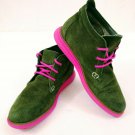 Skechers Womens Brown Leather Suede/Pink Soles Ankle Boots/Flats Size 7.5