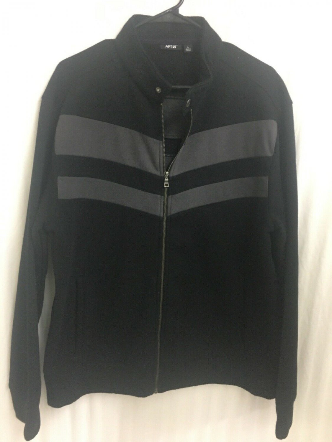 Apt 9 Zip Up Mens Large Sweatshirt Jacket Black Gray