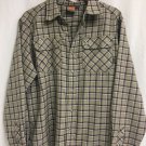 Merrel Button Up Shirt Opti Wick Mens Size Large Plaid Polyester Nylon Work