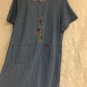 Country Store Denim Dress Ladybugs Floral Jean Womens Large Pullover Comfy