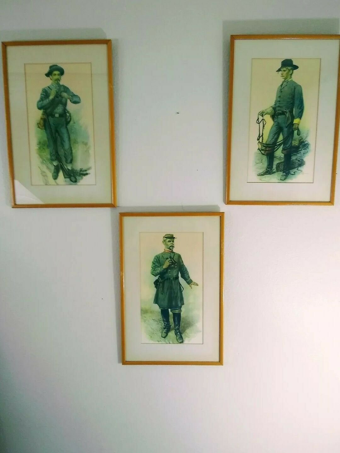 Vintage WL Sheppard Confederate Soldier Civil War Prints Framed Matted BEAUTIFUL