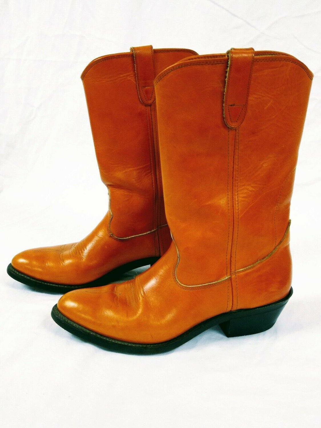 Double H H&H Leather Cowboy Work Boots Oil & Slip Resistant Mens Size 10D  NICE