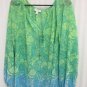 Charter Club Blouse Pullover Sheer Womens 1X Colorful Elastic Cuffs Long Sleeve