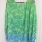 Charter Club Blouse Pullover Sheer Womens 1X Colorful Elastic Cuffs Long Sleeve