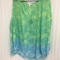 Charter Club Blouse Pullover Sheer Womens 1X Colorful Elastic Cuffs Long Sleeve