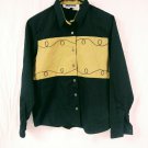 Panhandle Slim Quality Western Wear Black/Brown Button Up Shirt Womens Size S