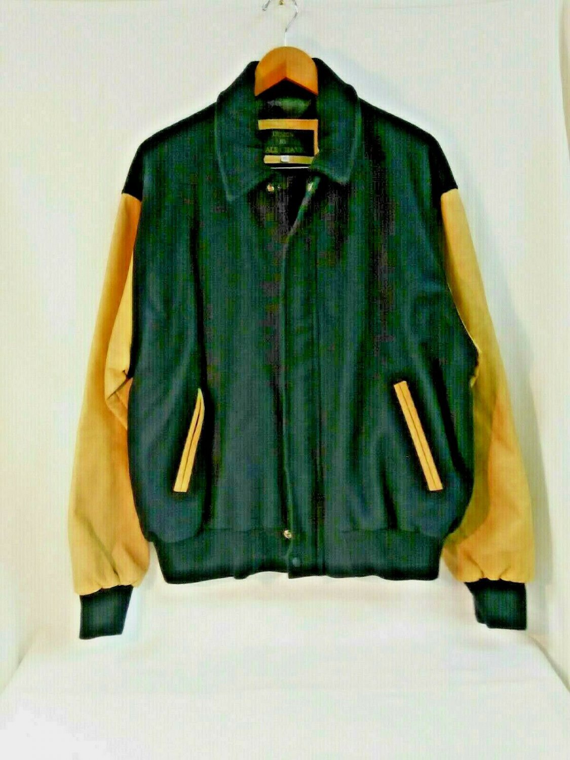 Dale Chavez Designed Wool Leather Varsity Jacket Navy Beige Mens Size XL