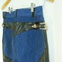 Pioneer Wear Riding Pants Lamb Leather/denim Womens 10 Equestrian Golden Collect