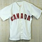 Canada Baseball Jersey Heavy White Denim Red Satin Lettering Size Medium