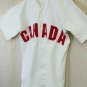 Canada Baseball Jersey Heavy White Denim Red Satin Lettering Size Medium