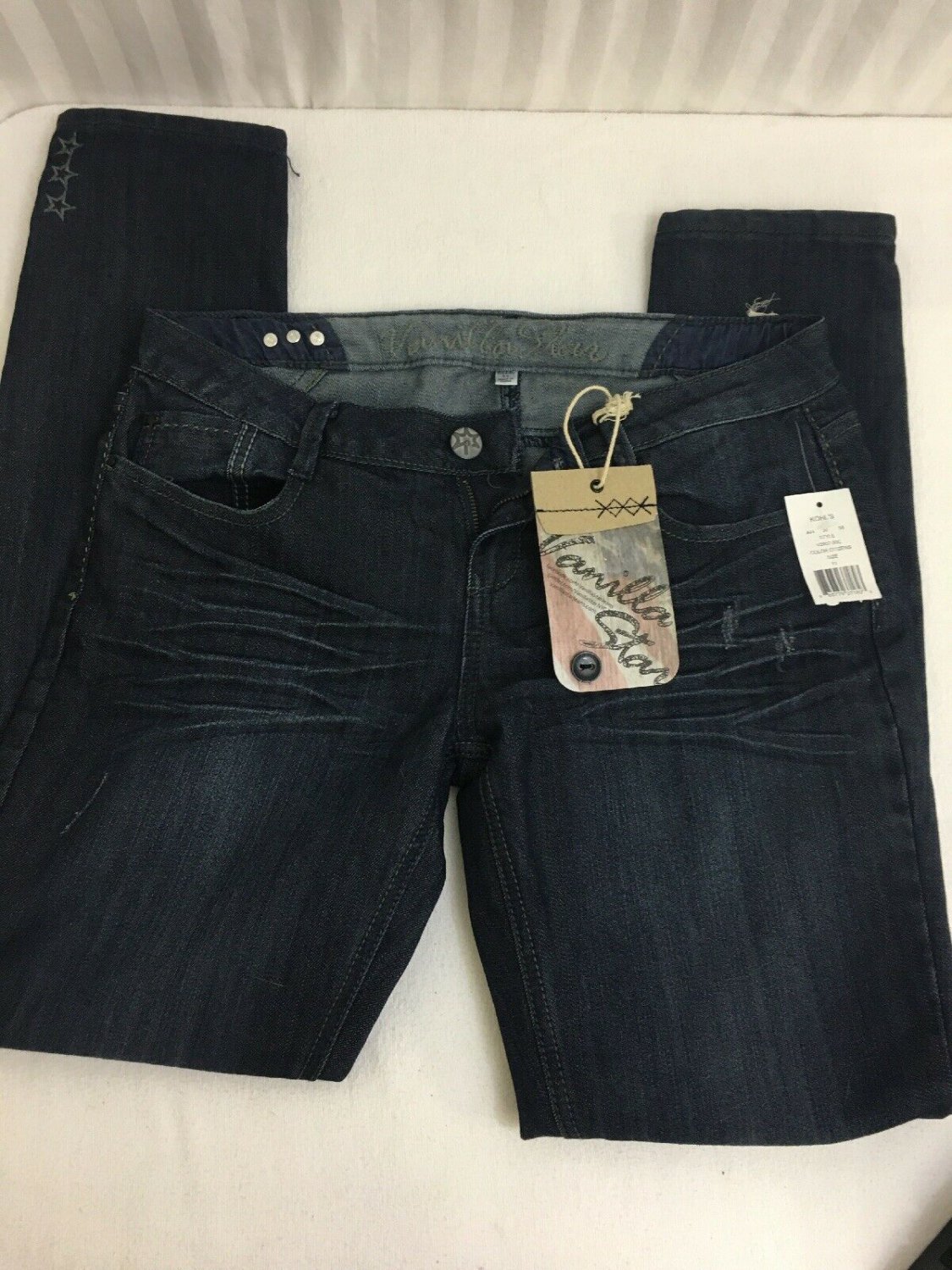Vanilla Star Jeans Stars Distressed Dark Wash Women&acirc;��s Size 11 Super Cute