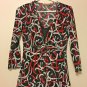 Notations Blouse Top Womens Size Medium Stretch Black Red Silver