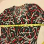 Notations Blouse Top Womens Size Medium Stretch Black Red Silver
