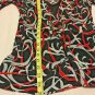 Notations Blouse Top Womens Size Medium Stretch Black Red Silver