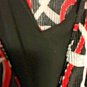 Notations Blouse Top Womens Size Medium Stretch Black Red Silver