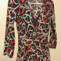 Notations Blouse Top Womens Size Medium Stretch Black Red Silver