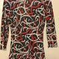 Notations Blouse Top Womens Size Medium Stretch Black Red Silver