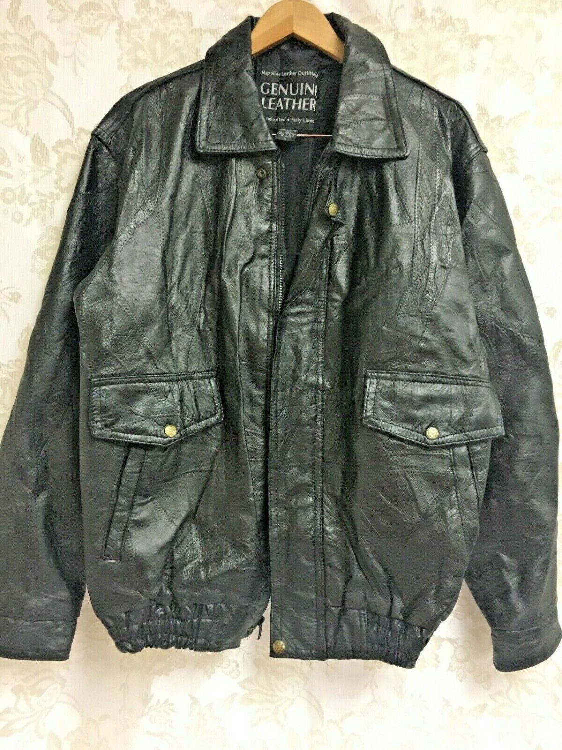 Napoline Leather Outfitters Patchwork  Jacket Handcrafted Lined Mens Large